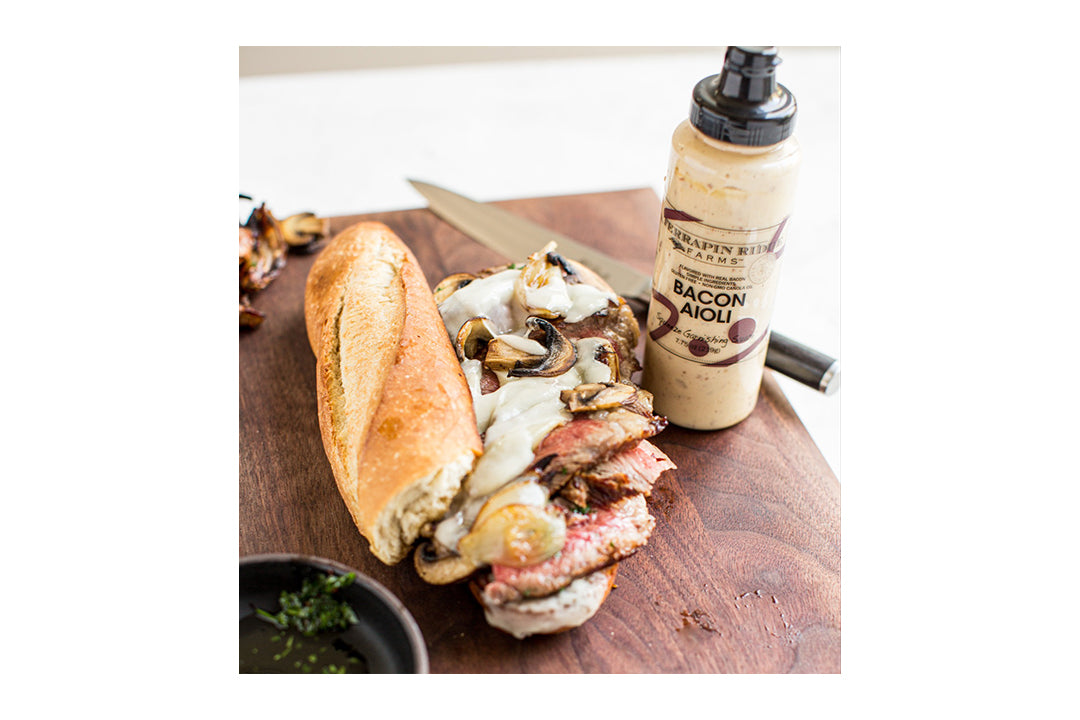 Steak Sandwich with Bacon Aioli with Terrapin Ridge Farms Bacon Aioli Steak Sandwich with Bacon Aioli with Terrapin Ridge Farms Bacon Aioli